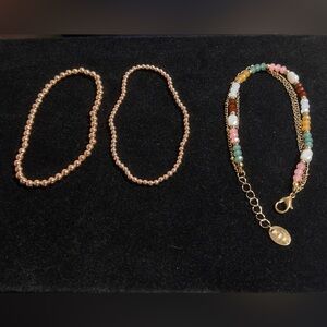 Icing Gold and Multicolor Beaded Bracelet Trio